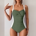 thumbnail image 2 of Zpanxa Plus Size V Neck One Piece Swimsuit for Women Push Up Padded Sleeveless Swimwear Solid Color Bathing Suit, 2 of 5