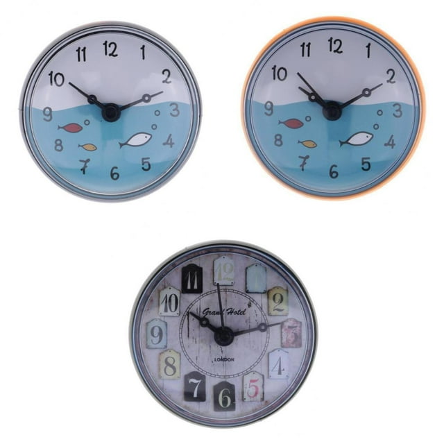3x Reloj de baño para ducha, impermeable, mini reloj de pared para baño, decoración del hogar Negro5 Naranja5 Negro3