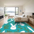 thumbnail image 3 of ODIKA 5'x7' Machine Washable Non-Slip Area Rug, Vintage Inspired Rabbit with Nature High Traffic Rug with Pad, Blue, 913120, 3 of 8