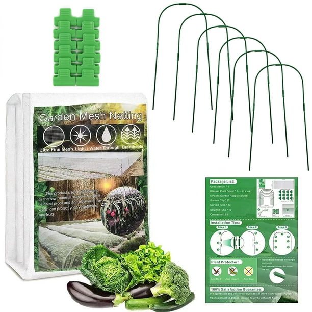 Onegood Garden Mesh Netting Set Plant Cover Firming Guard Supplies Vegetables Fruits Row Animals Insect Pest Barrier Portable Trimmable Net Protector
