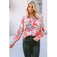thumbnail image 1 of Women's Multicolor Floral Print Bubble Sleeve Shirt, 1 of 5