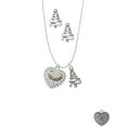 thumbnail image 2 of Delight Jewelry Two-tone 'Mom Rocks' on Clear Crystal Heart Silver tone Zig Zag Christmas Tree Charm Necklace and Stud Earrings, 2 of 4