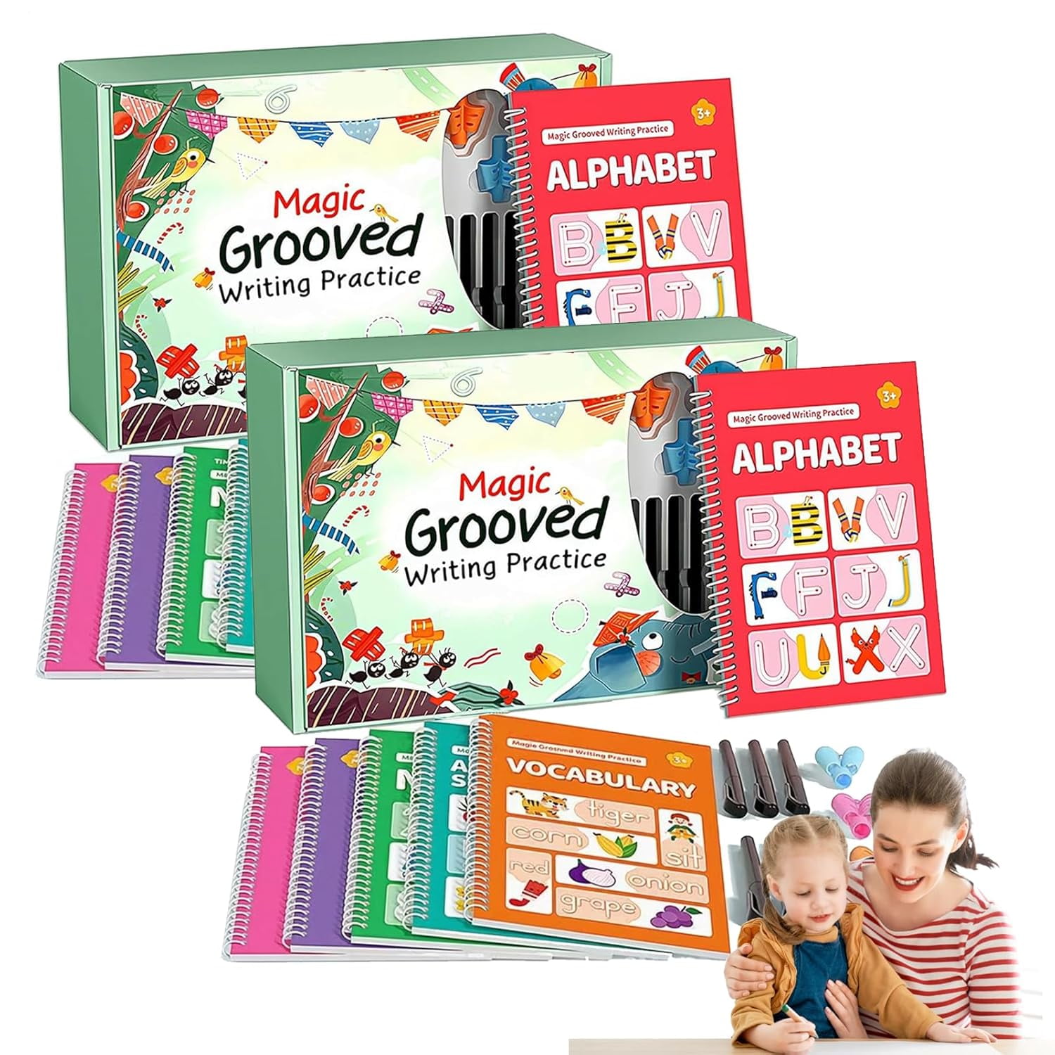 Tracetrek Workbook, Trace Trek Workbook Set - Magic Grooved Writting Practice, Reusable Grooved Handwriting Workbooks, Letter and Number Tracing Book