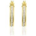 thumbnail image 3 of Brilliance Fine Jewelry Females 14K Gold Plated Sterling Silver Crystal Hoop Adults Earrings, 3 of 8