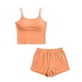 thumbnail image 5 of Cagogo Women's 2 Piece Tank Top Shorts Set Casual Summer Cruise Outfits Scoop Neck Sleeveless Tops Elastic Waisted Pants Matching Lounge Sets Airport Travel Clothes, Orange M, 5 of 5