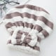 thumbnail image 4 of Gorro de secado rápido con lazo de terciopelo para secador de pelo, toalla absorbente de microfibra, gorro de ducha de princesa a rayas, gorro de baño, 4 of 6