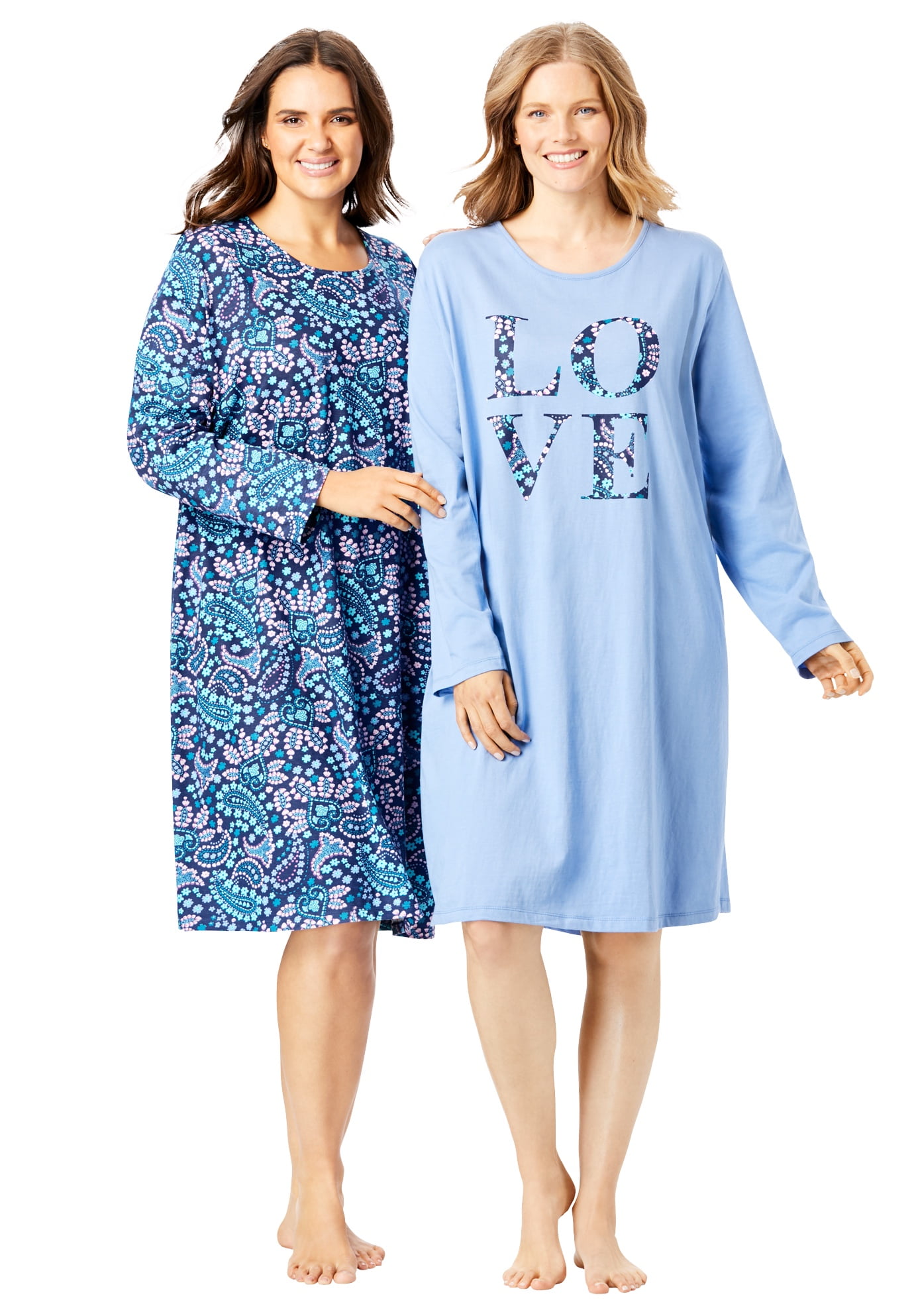 Long-Sleeve Sleepshirts Nightgown 