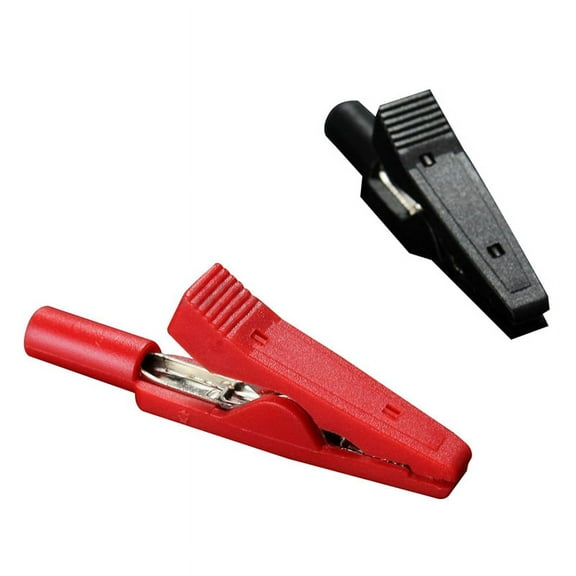 2X Insulated Alligator Clip Connector Clamp Testing Probe Red Black