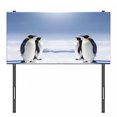 thumbnail image 3 of Sea Animals Headboard, 2 Pairs of Penguins Facing Each Other at South Sunny Antarctica, Upholstered Decorative Metal Bed Headboard with Memory Foam, Twin Size, Purple Grey Black White, by Ambesonne, 3 of 4