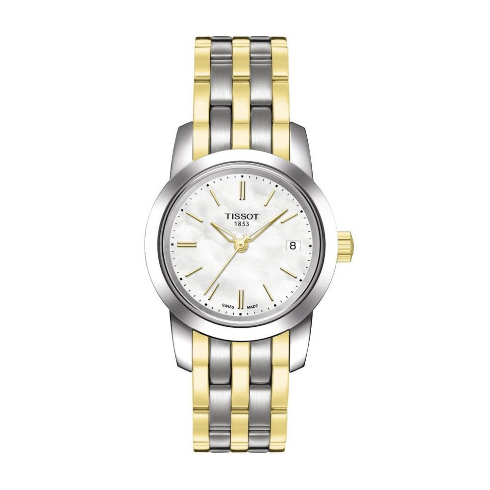 Tissot Womens T Classic 28mm Pulseira de a o de dois tons Caixa de