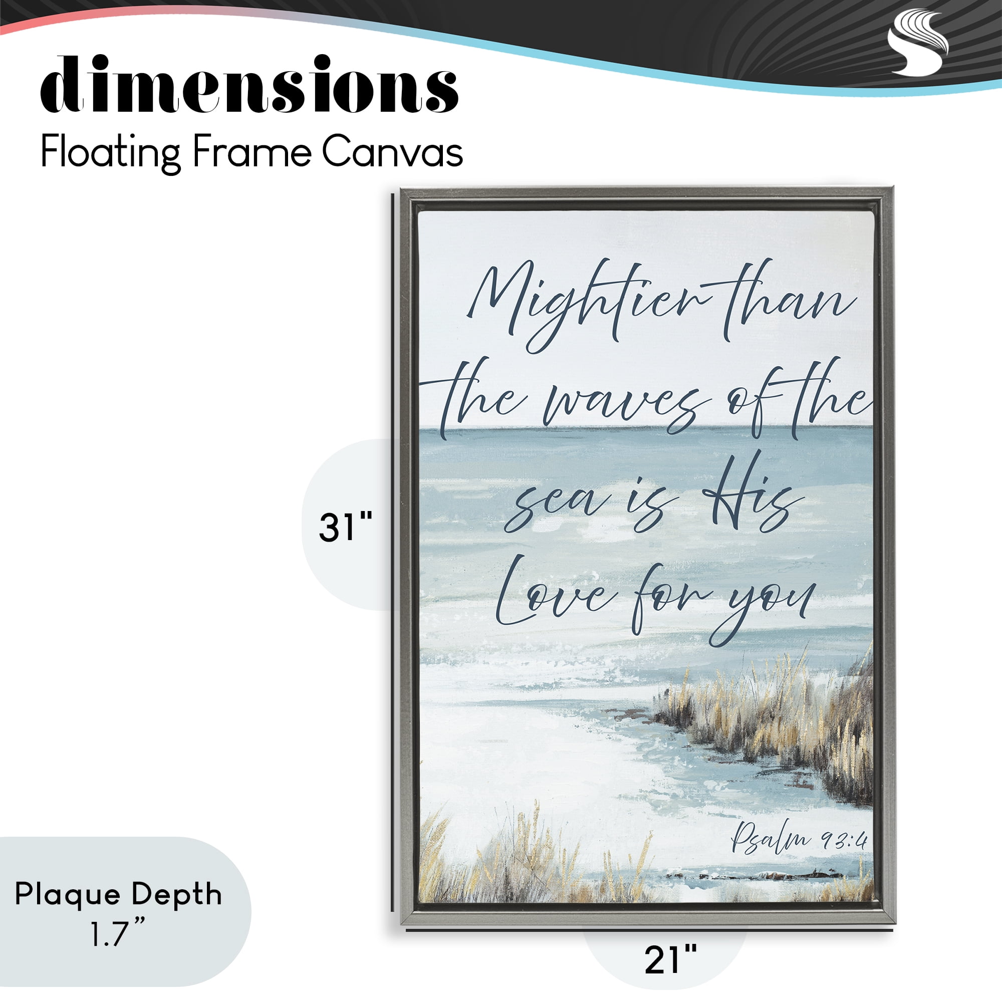 Stupell Industries Mightier Than The Waves Gray Framed Floater Canvas Wall Art, design by Patricia Pinto