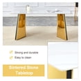 thumbnail image 6 of Table and chair set.63"x31.5x30" Luxurious Snow Mountain Patterned Sintered Stone Table with Golden Stainless Steel Butterfly Legs.Paried With 4 White High-quality PU Chairs With Arched Metal Legs., 6 of 26