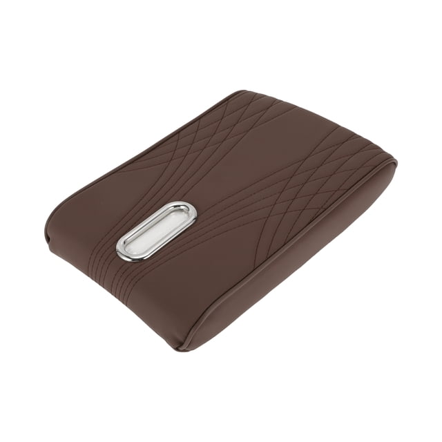 Funda de cojín para consola central Unique Bargains con caja de pañ tissues 12.2"x7.87" Funda para consola central, reposabrazos, funda de caja de asiento de cuero sintético color café