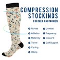 thumbnail image 2 of FORMRS Womens Knee High Socks Casual Long Thick Travel Daily Wear, 2 Pairs, Beige Leaves Plaid, 2 of 6