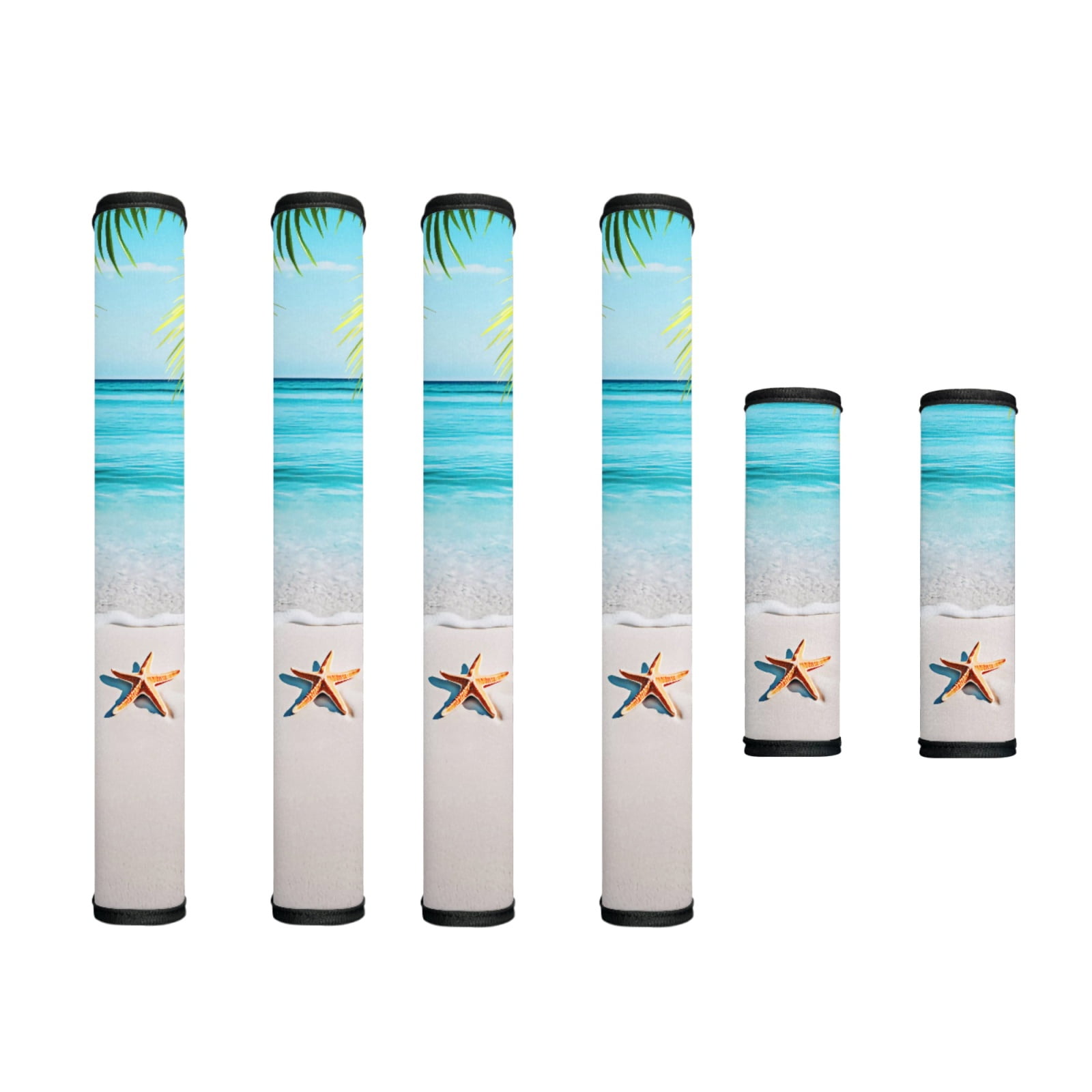 SEANATIVE Refrigerator Oven Door Handle Covers Set of 6 Protective Elegant Handle Sleeves Protector for Kitchen Cabinets Oven Dishwasher Microwave, Beach Starfish Blue Palm Leaf