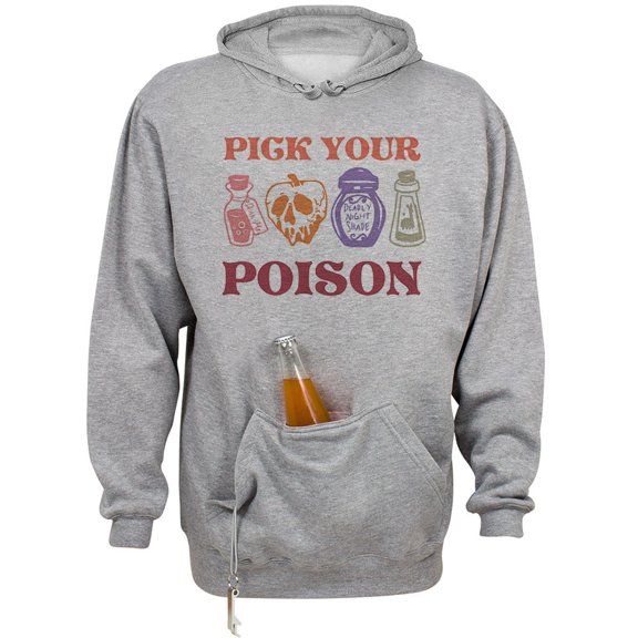 Pick Your Poison Beer Holder Tailgate Hoodie Sweatshirt Unisex Large Oxford