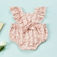 thumbnail image 3 of AMERTEER Summer Baby Girls Romper Shell Print Ruffle Flying Sleeve Back Bandage Snap Crotch Bodysuit Pink Shell 6-12 Months, 3 of 8