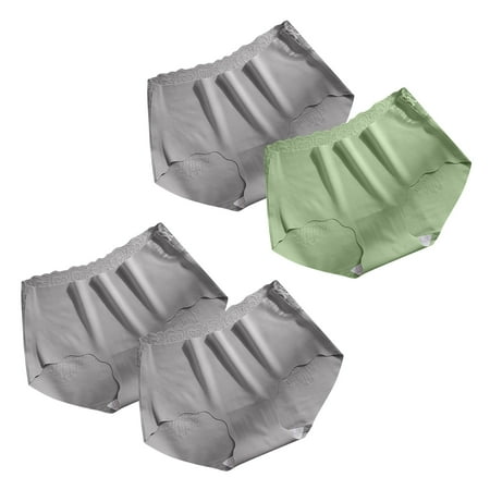 ATOYSOY Women s Classic Briefs Silk Hip Lifting Panties  4 Pack Stretchy Mid Waist Underpants Clearance Multipack Solid Panty Comfy Shapewear Control Briefs Seamless for Ladies Green XL