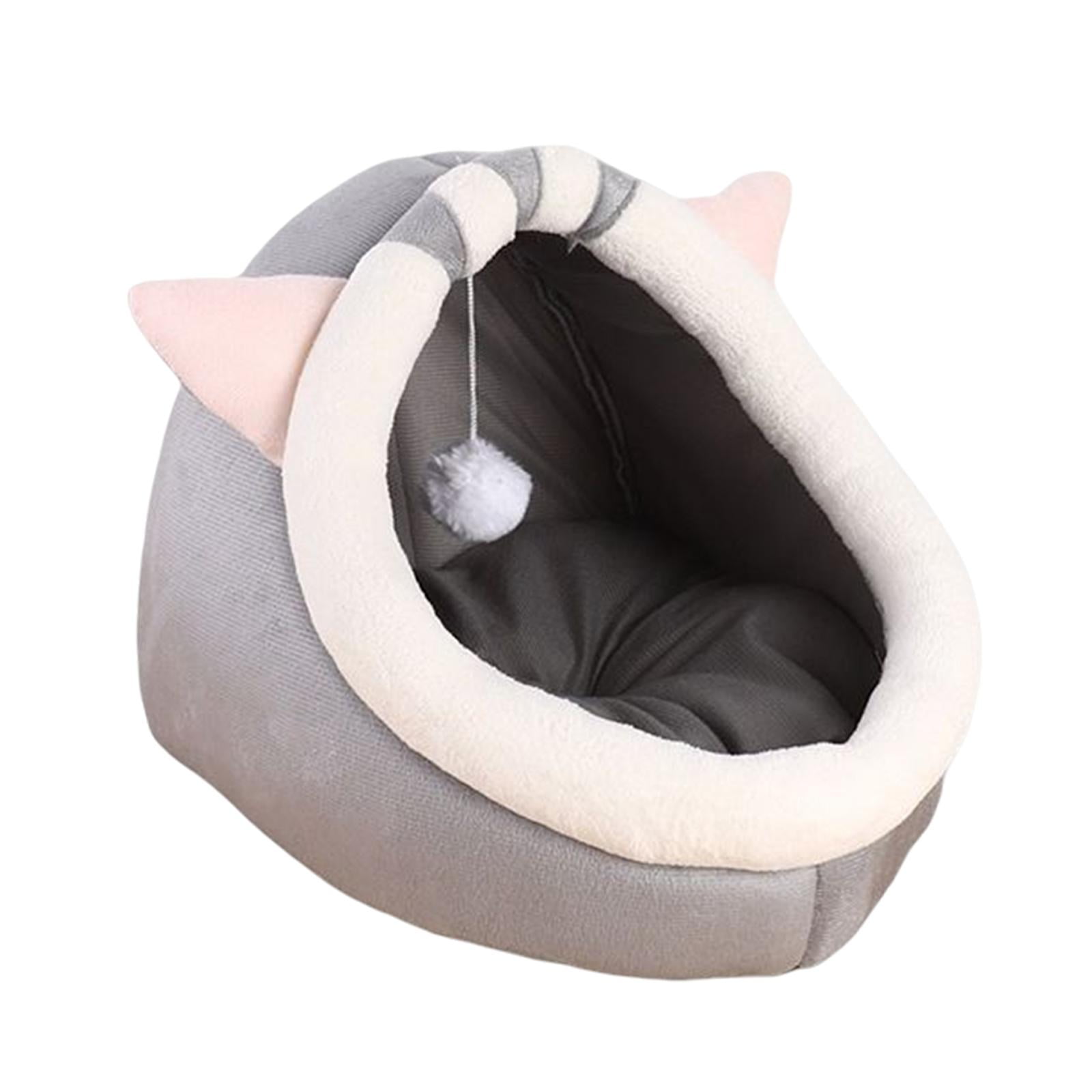 Comfortable Cat Beds with Ball Toy Warm Dog Hut Small Dog Bed Kennel Semi Closed Walmart