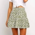 thumbnail image 5 of Modegal Women's Floral Print High Waist Pleated Skater Skirt Ruffle Flared Beach Mini Skirt, 5 of 6