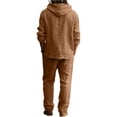 thumbnail image 7 of YABCSAZ Men's 2 Piece Cotton Linen Sets Casual Long Sleeve Button Hoodie and Loose Pants Set Beach Vacation Outfits Casual Lightweight Lounge Sets, 7 of 7
