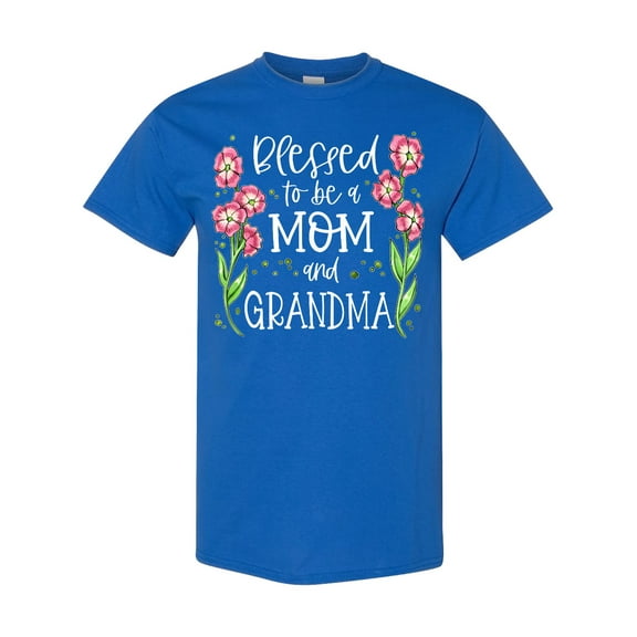 Inktastic Blessed to Be a Mom and Grandma Pink Flowers T-Shirt