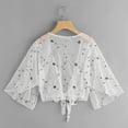 thumbnail image 5 of Seyurigaoka Women Mesh Sheer Cardigan Exquisite Flower Embroidery Loose Tops Beach Blouse, 5 of 7