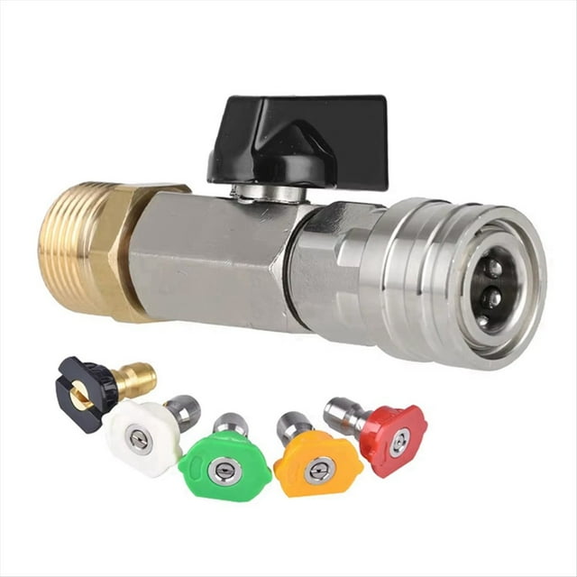 Kit de Válvula Bola para Hidrolavadora con Conector Rápido 1/4 Pulgada y M22 14 mm Manguera Interruptor Encendido/Apagado Boquilla.