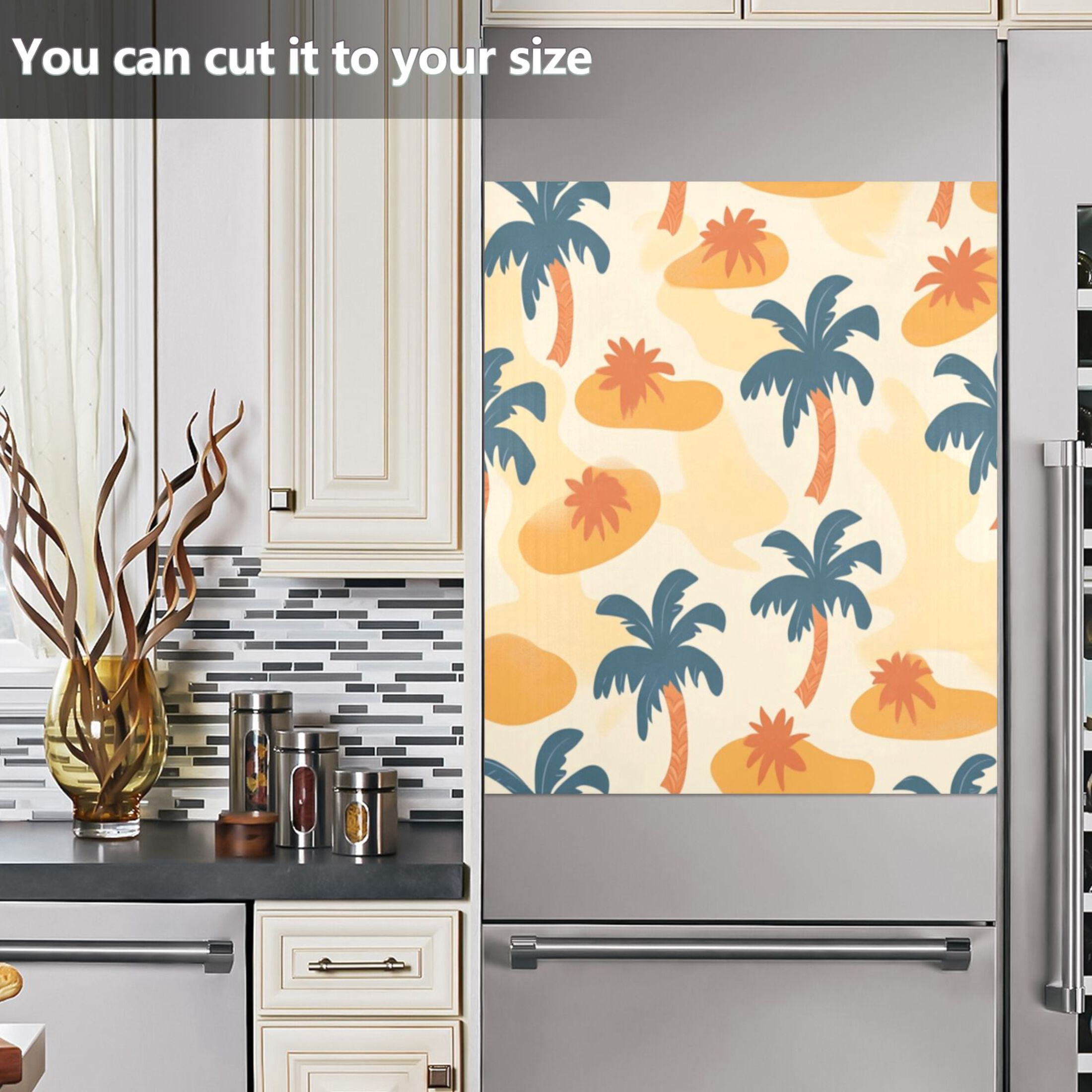 Dishwasher Magnetic Sticker 23x26 Inch Refrigerator Magnetic Sticker Washing Machine Magnetic Sticker Kitchen Panel Magnetic Sticker Home Decor Orange Coconut Tree
