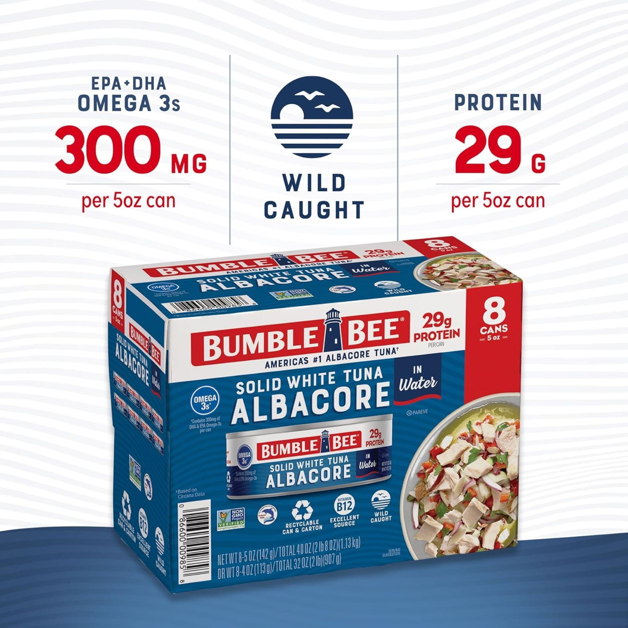 (6 pack) (Pack of 8) Bumble Bee Solid White Albacore Tuna in Water, 5 oz cans