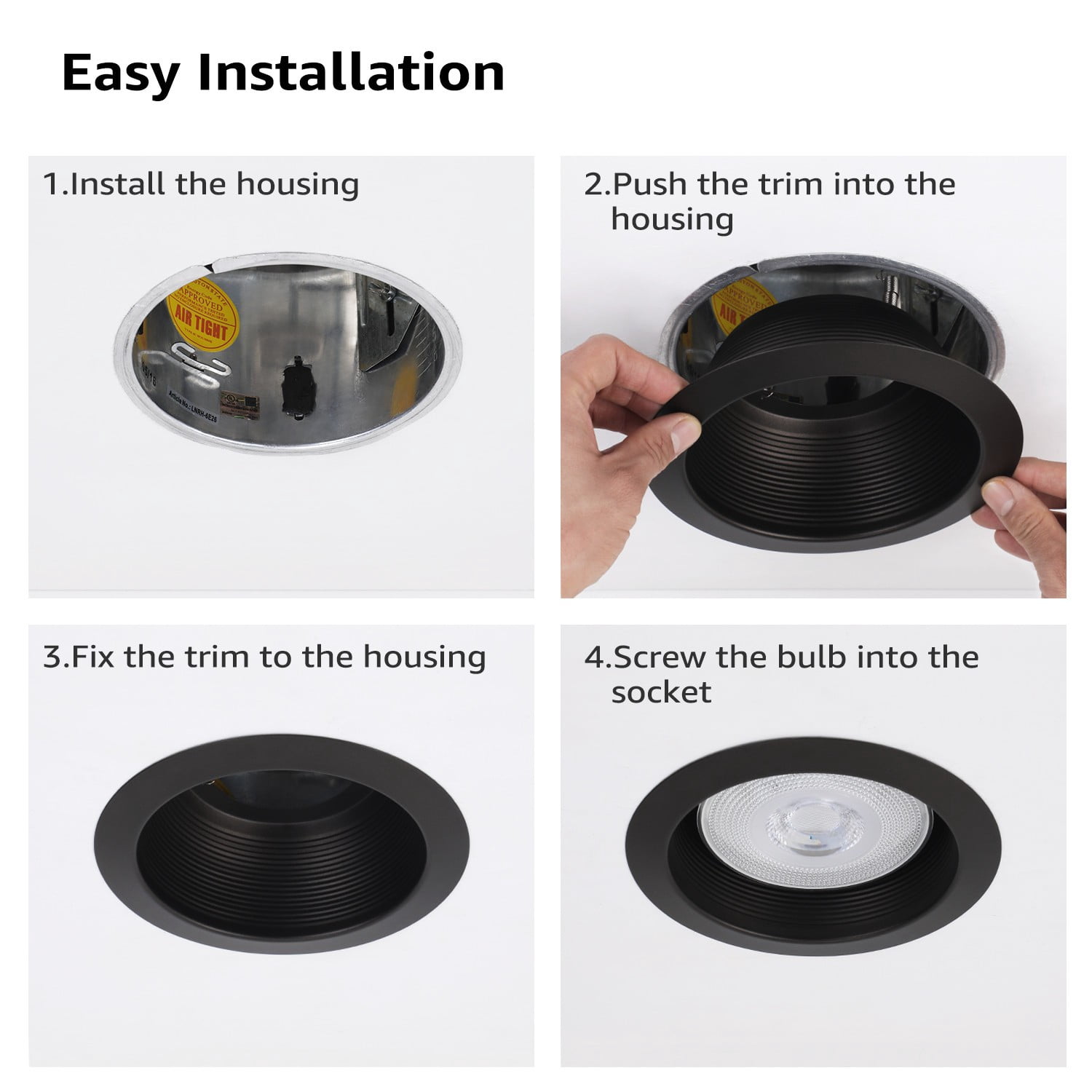 12 Pack 6 Inch Recessed Can Light Trim, Oil Rubbed Bronze Metal Step Baffle with Iron Ring, Fit Halo & Juno Remodel Recessed Housing, for PAR30, PAR38, BR30, BR40 Light Bulb