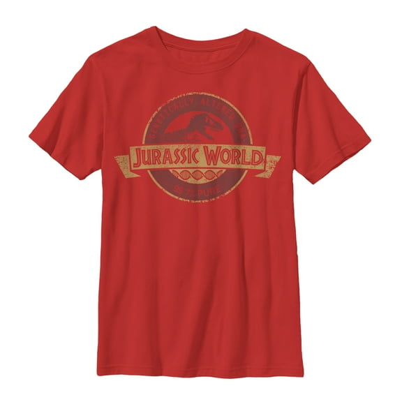 Boy's Jurassic World Genetically Altered Logo  Graphic Tee Red Medium