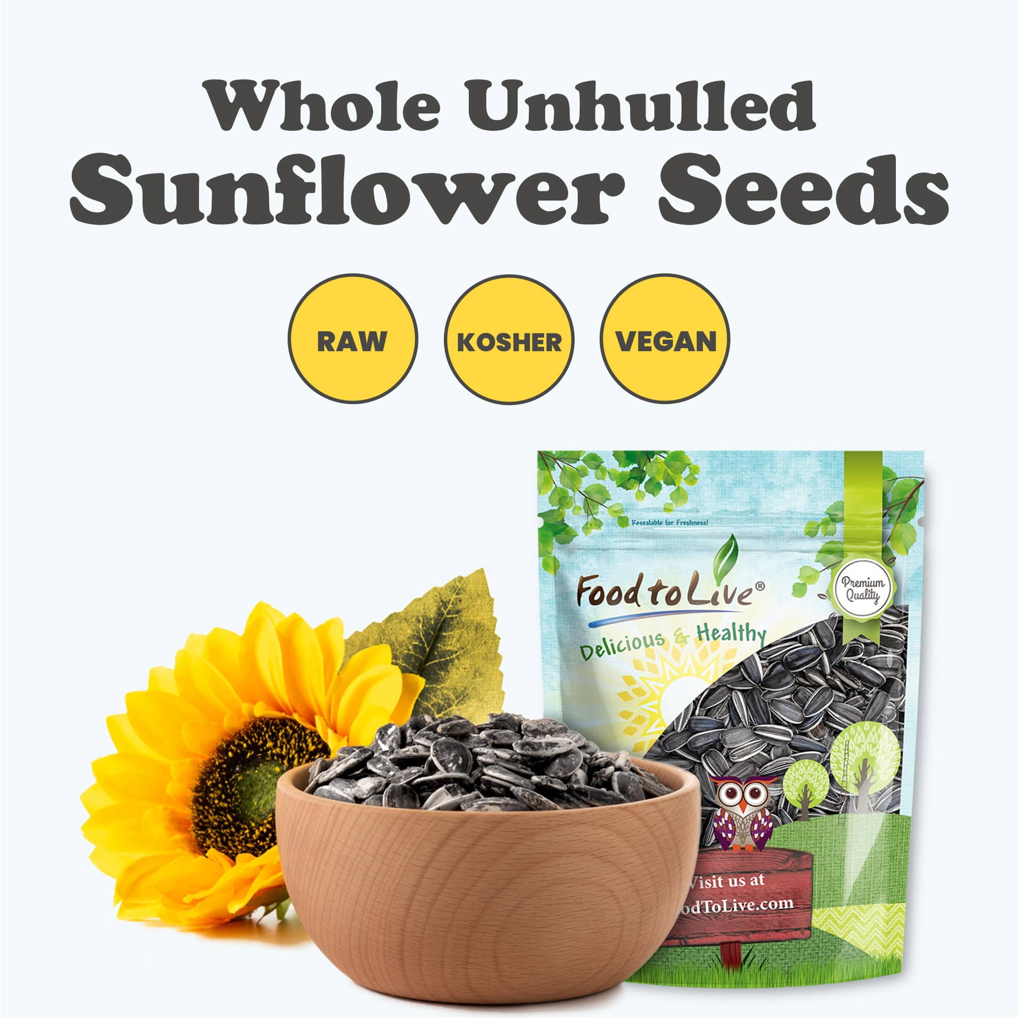 Sunflower Seeds, 2.5 Pounds – In shell, Raw, Vegan, Bulk