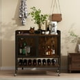 thumbnail image 4 of BENOSS Armoire à Vin à 3 Niveaux avec Porte-Gobelets et Rangement Ventilé, Gris, 4 of 6