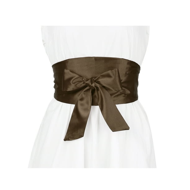 Plus Size Obi Belt Self-Tie Wrap Wide Sash Waistband for Dresses INSPIRE CHIC Women Plus Size Solid Obi Belt, Bowknot Self  main image 2