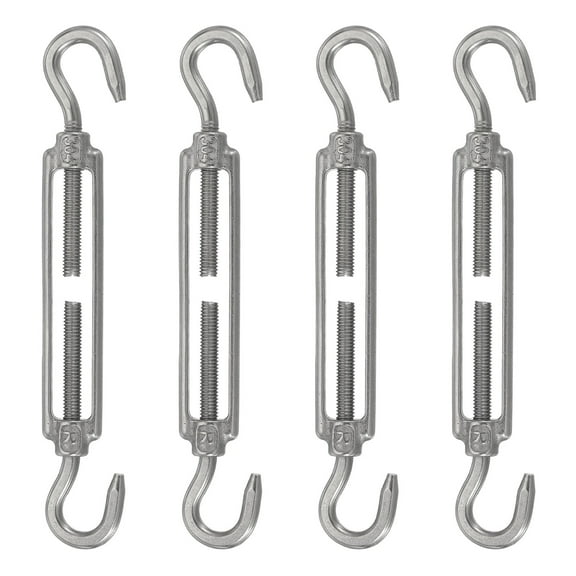 Uxcell 4Pcs M6 Hook and Hook 304 Stainless Steel Turnbuckle Wire Rope Tension, Silver
