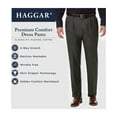 thumbnail image 3 of Mens Haggar Premium Comfort Expandable-Waist Classic-Fit Stretch Pleated Dress Pants Charcoal, 3 of 9