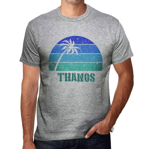 Men's Graphic T-Shirt Palm, Beach, Sunset In Thanos Eco-Friendly Limited Edition Short Sleeve Tee-Shirt Vintage Birthday Gift Novelty