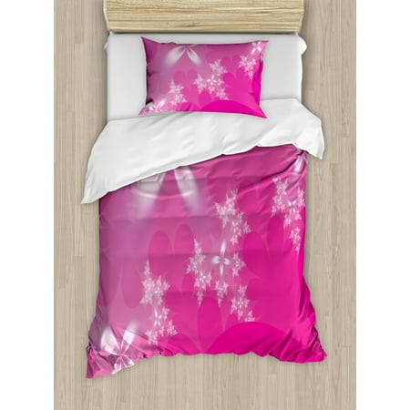 Hot Pink Duvet Cover Set Vibrant Floral Arrangement On An