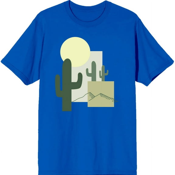Natural World Cacti & Shapes Blue Men's Crew Neck Short Sleeve Tee-3XL