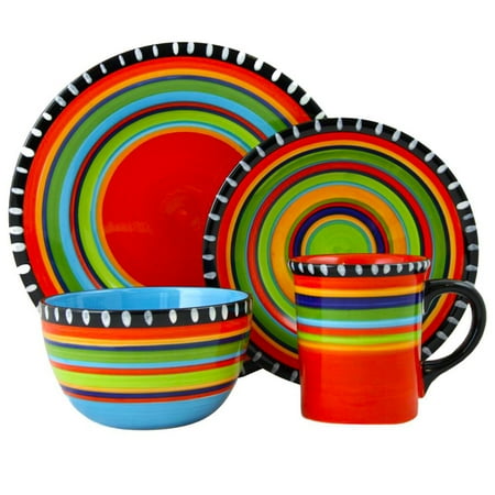 Spring Stoneware - Gibson Pueblo Springs 16 Piece Dinnerware Set