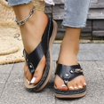 thumbnail image 6 of Wovix Slippers For Women Open Toe Thong Sandals Casual Non- Arch Support Wedge -On Shoes Indoor Outdoor Shoes Black 36, 6 of 9