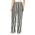 thumbnail image 2 of Bixox Women's Black And White Thick Stripes Patterned Pajama Pants Loungewear, 2 of 5