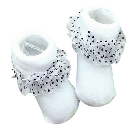 

1 Pair Toddler Baby Socks Dot CuteNewborn Sock Socks Ankle Soft Girls Lace Bowknot Sweet Socks Warm Princess Non-slip Cotton
