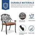 thumbnail image 6 of SOCIALCOMFY 2 Piece Outdoor Bistro Dining Chairs, Cast Aluminum Dining Chair Set, Patio Bistro Chairs with Khaki Cushins for Balcony, Backyard, Garden, 6 of 7