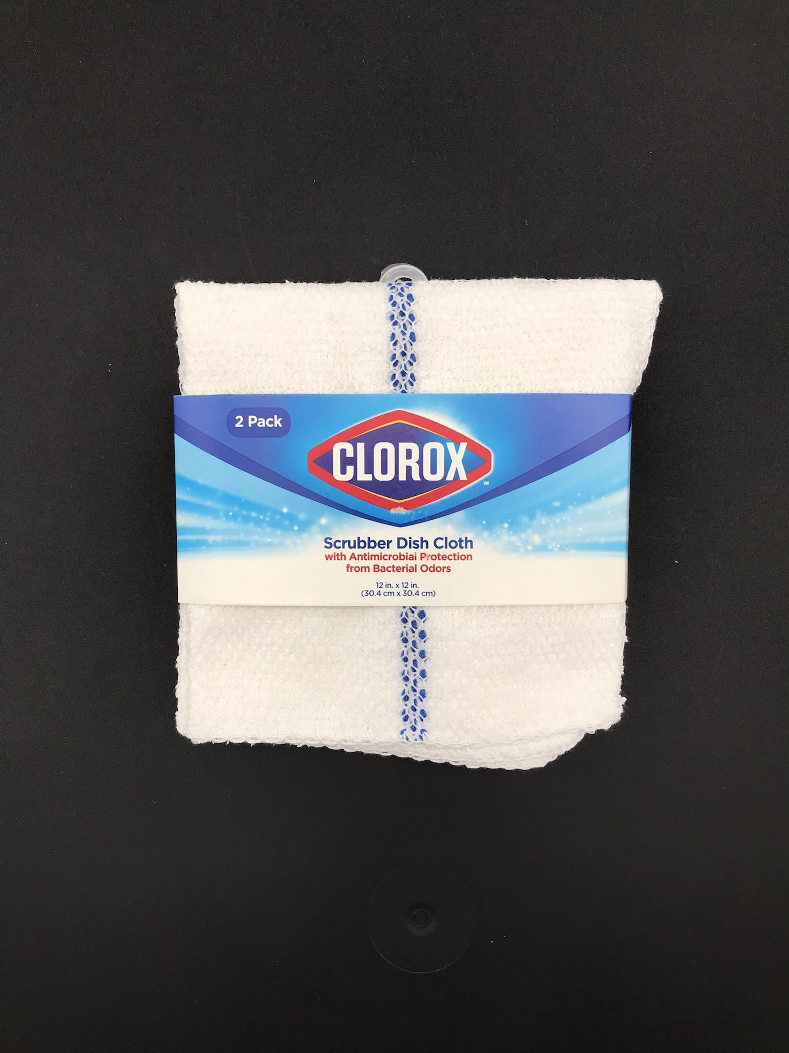 CLOROX 2 pack Scrubber Dish Cloth 12 x 12 Gray Stripe Antimicrobial  Protection
