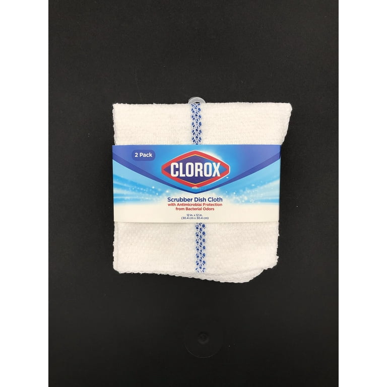 Clorox Antimicrobial Kitchen Towel Set, White/Navy Blue, 2 Piece