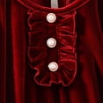 thumbnail image 7 of SonxaHe Dress for Little Girl Ruffles Long Sleeve Velvet Pleated Dresses Kids Stylish Wedding Pageant Evening Gown Red,Size 5-6 Y, 7 of 7
