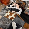 thumbnail image 4 of Manfei Animal Print 7 Pieces Bedding Comforter Set,Geometric Plaid Full Bedding Set Lightweight,Abstract Patchwork Fitted Sheet Flat Sheet,Super Cozy Wildlife Bedroom Decorative,Reversible, 4 of 7