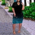 thumbnail image 4 of Plus Size Dresses Fashionable Printed V Neck Comfortable Short Sleeved Knee Length with Pockets Spring Dress Blue XXXXL, 4 of 4